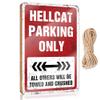 Funny Man Cave Signs Hellcat Parking Only Wooden Sign Outdoor Signs and Decor Farmhouse Hanging Sign (Size : 15X28CM) view 1