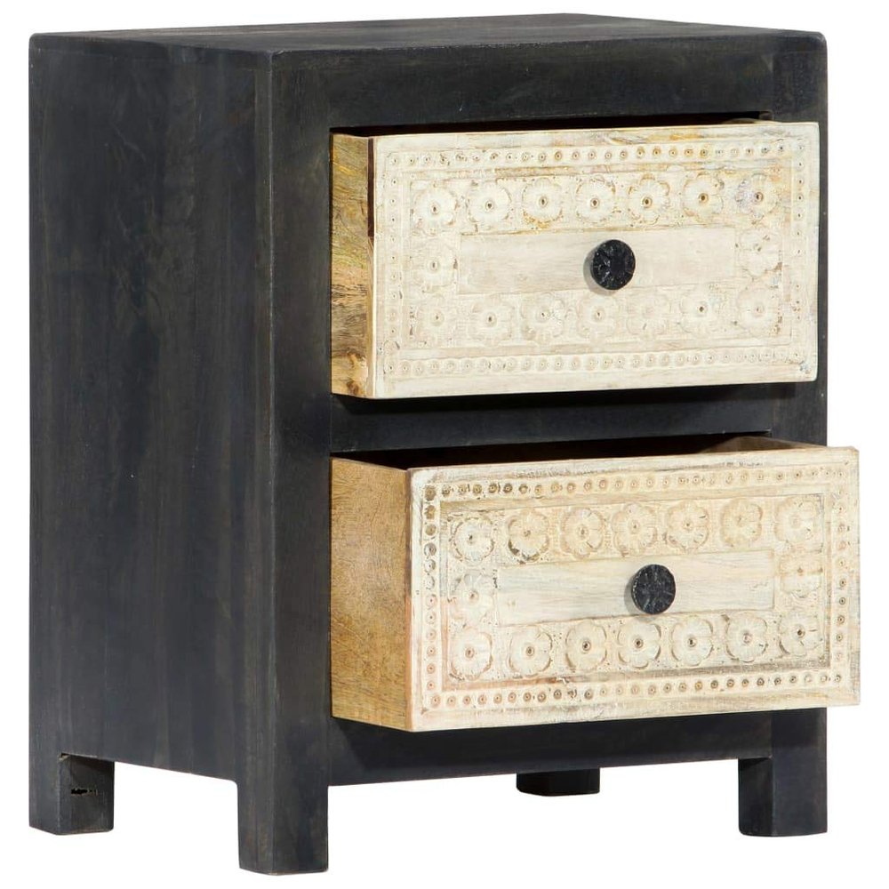 CKioict Nightstand,Dresser for Bedroom,Small Dresser,Bedside Furniture,End Table Bins for Bedroom, Living Room,Hand Carved Bedside Cabinet Gray 15.8"x11.8"x19.7" Solid Mango Wood