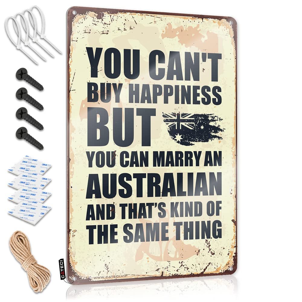 Abipuir Bar Rules Tin Metal Sign You Can't Buy Happiness But You Can Marry an Australian Sign Metal Signs for Garage Man Cave Cheers Tin Sign (Size : 30X40CM)
