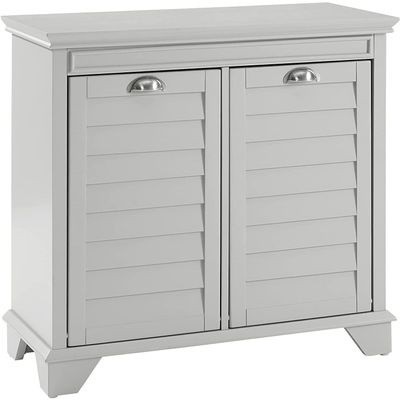 Maykoosh Classic Comfort Two-Compartment Tilt-Out Linen Hamper, Gray Finish, 31.13" L x 14.13" W x 29" H, Coastal Cottage Design, Easy Assembly, Versatile Linen Hamper for Bedrooms