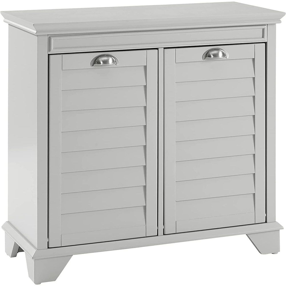 Maykoosh Classic Comfort Two-Compartment Tilt-Out Linen Hamper, Gray Finish, 31.13" L x 14.13" W x 29" H, Coastal Cottage Design, Easy Assembly, Versatile Linen Hamper for Bedrooms