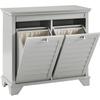 Maykoosh Classic Comfort Two-Compartment Tilt-Out Linen Hamper, Gray Finish, 31.13" L x 14.13" W x 29" H, Coastal Cottage Design, Easy Assembly, Versatile Linen Hamper for Bedrooms view 3
