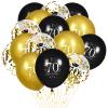70th Birthday Balloons for Men, 15 Pcs Black Gold Happy 70th Birthday Balloons, Black Gold 70th Birthday Party Decorations Balloons for Men Women 70th Birthday Decor view 1