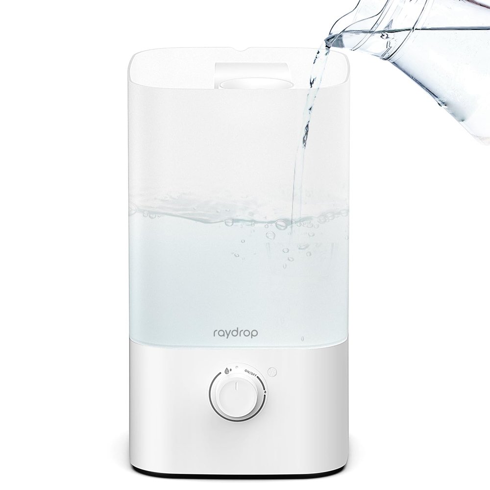 raydrop Humidifiers for Bedroom, 2.5L Top Fill Cool Mist Humidifiers for Home, Large Room, Baby, and Plant, Essential Oil Diffuser with Cycling 7 Color Lights, 360 Nozzle, Auto Shut-Off, White