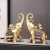 10" Elephant Statue -Gold-Loving Elephant Couple Figurine -A Pair- Trunk Up Lucky Elephant Statue Figurine Home Office Decor- Gifts for Women view 2