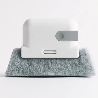 Multi-Purpose Household Window Cleaner Tool for Door Gap Track Cleaning, 2 in 1 Groove Cleaning Tool Window Frame Door Groove Cleaning Brush, Hand held Crevice Cleaner (Grey)