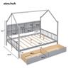 Unique Kids Wooden House Bed with 2 Drawers,Full Size Platform Bed with Storage Shelf,Suitable for Kids Teen Boys Girls Bedroom Use (Gray@b) view 2