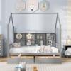 Unique Kids Wooden House Bed with 2 Drawers,Full Size Platform Bed with Storage Shelf,Suitable for Kids Teen Boys Girls Bedroom Use (Gray@b) view 3