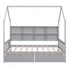 Unique Kids Wooden House Bed with 2 Drawers,Full Size Platform Bed with Storage Shelf,Suitable for Kids Teen Boys Girls Bedroom Use (Gray@b) view 4