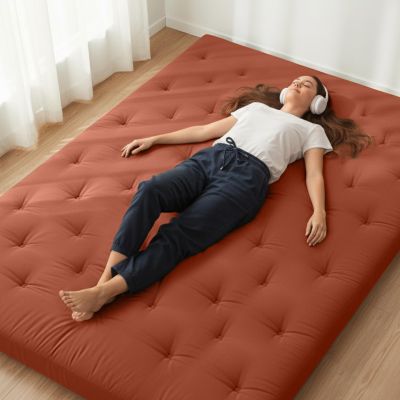 ZonLi Japanese Floor Futon Mattress Queen Size 80"x 60", 100% Cotton Cover 2.5'' Thicken Tatami Mattress, Foldable Sleeping Pad, Portable Dormitory Tatami Mat, Roll Up Floor Lounger Bed for Adult
