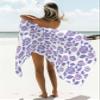 Lansemy Hydrangeas Beach Towel - 35x71 Inch Sand Proof Water Absorbent Travel Towel for Adults, Purple Botanical Flowers and Leaves Tiled Quick Dry Pool Towel Travel Camping Blanket for Yoga Bathroom view 2