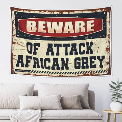 Dsoluuing Funny House Decor Beware of Attack African Grey Tapestry Tapistreys for Room Small Wall Tapestry (Size : 75X100CM)