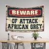 Dsoluuing Funny House Decor Beware of Attack African Grey Tapestry Tapistreys for Room Small Wall Tapestry (Size : 75X100CM) view 3