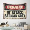 Dsoluuing Funny House Decor Beware of Attack African Grey Tapestry Tapistreys for Room Small Wall Tapestry (Size : 75X100CM) view 4
