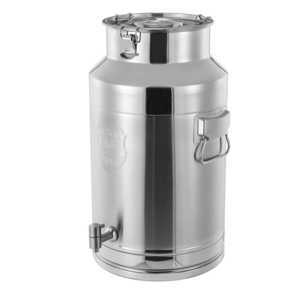 35 Liter 9.24 Gallon Stainless Steel Milk Can Wine Milk bucket Wine Pail Bucket Milk Can Tote Jug with Faucet Sealed Lid Heavy Duty (35L,With Faucet)