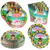 180PCS Hawaiian Aloha Party Supplies Serve 60, Luau Tropical Paper Plates and Napkins Kit for Summer Pool Beach Birthday Party Decorations, Includes Dinner Plates, Dessert Plates, Napkins view 1