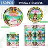 180PCS Hawaiian Aloha Party Supplies Serve 60, Luau Tropical Paper Plates and Napkins Kit for Summer Pool Beach Birthday Party Decorations, Includes Dinner Plates, Dessert Plates, Napkins view 2