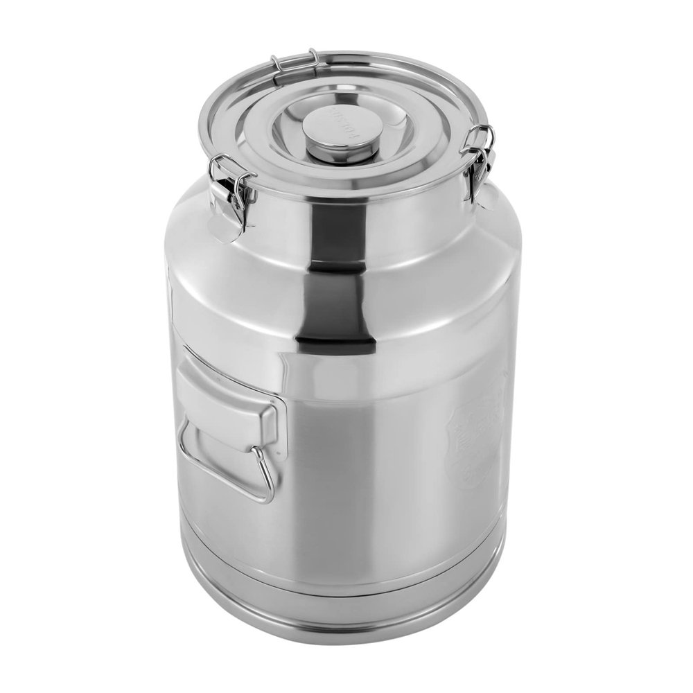 28 Liter 7.4Gallon Stainless Steel Milk Can Wine Milk bucket Wine Pail Bucket Milk Can Tote Jug with Sealed Lid Heavy Duty (28L,Without Faucet)