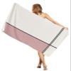 Black Lines Beach Towel - 35x71 Inch Sand Proof Water Absorbent Travel Towel for Adults, Geometric Art Flesh Pink Color Block Splice Quick Dry Pool Towel Travel Camping Blanket for Yoga Bathroom view 1