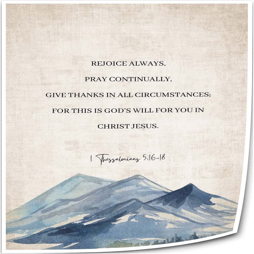 1 Thessalonians 5 16-18 Bible Verse Wall Art Praying Scripture Poster Christian Wall Decor Bedroom Vertical Canvas Artwork Print for Bathroom (08x12inch(20x30cm),Unframed)