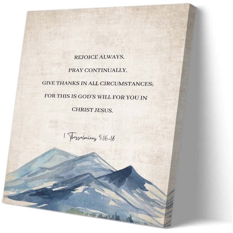 1 Thessalonians 5 16-18 Bible Verse Wall Art Praying Scripture Poster Christian Wall Decor Bedroom Vertical Canvas Artwork Print for Bathroom (20x30inch(50x75cm),Framed)