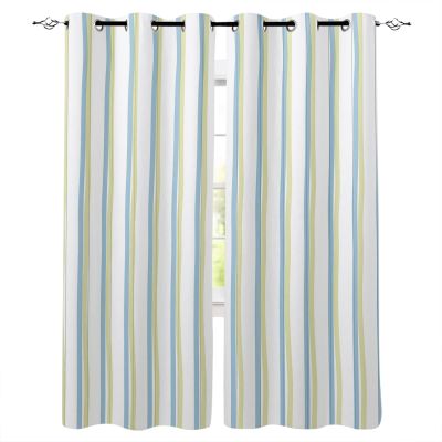 Abstract Stripes Blackout Curtains 84 Inches Long for Bedroom, Thermal Insulated Room Darkening Black Out Window Curtain Panels Grommet Drapes for Living Room, Blue White Modern Geometric Art 84x84