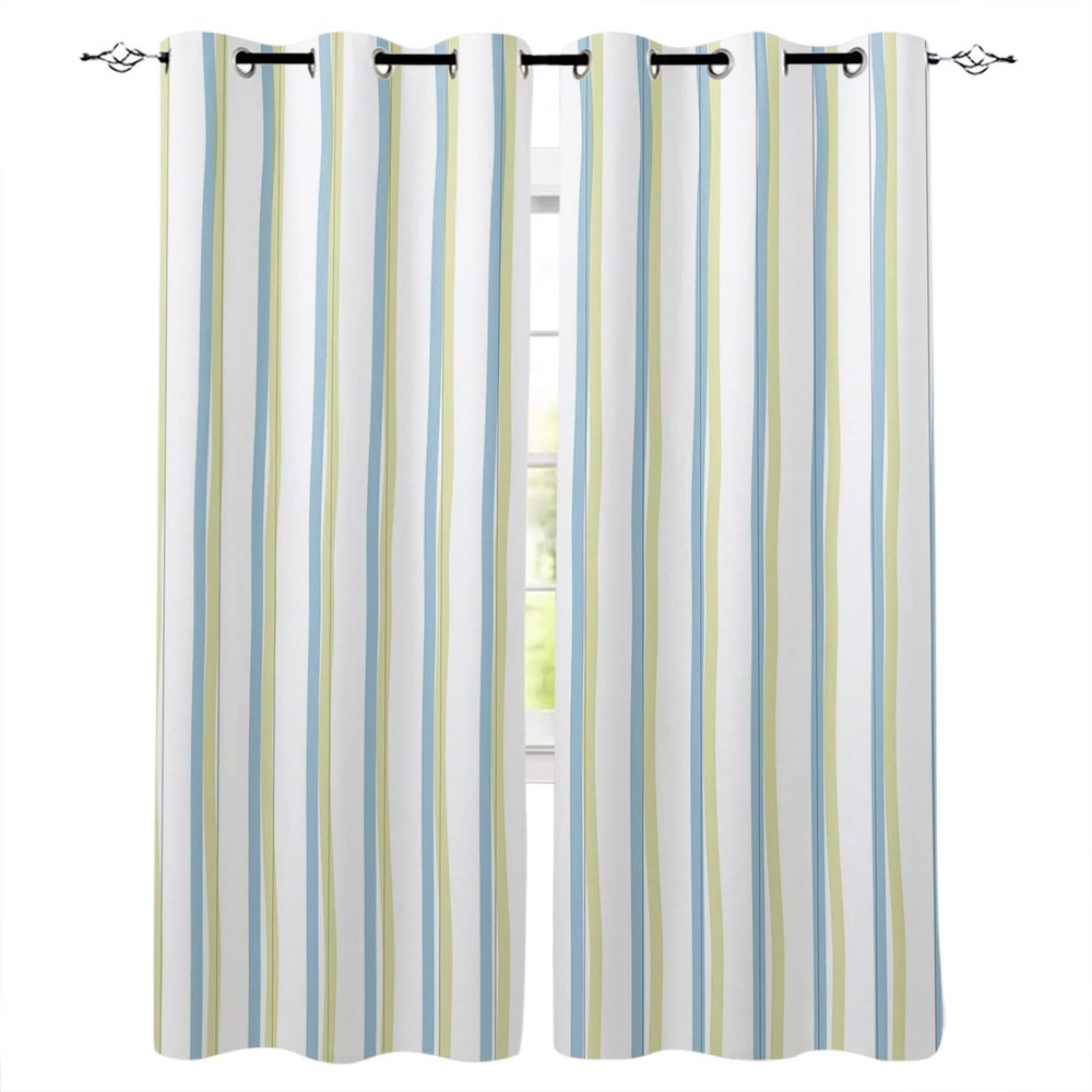 Abstract Stripes Blackout Curtains 84 Inches Long for Bedroom, Thermal Insulated Room Darkening Black Out Window Curtain Panels Grommet Drapes for Living Room, Blue White Modern Geometric Art 84x84