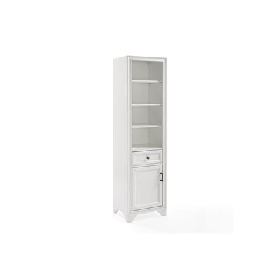 Maykoosh Urban Oasis Wood Classic Home Storage Tall Linen Cabinet in Vintage White, 3 Open Shelves, 1 Drawer, 1 Storage Cabinet, 15" D x 18" W x 67.62" H