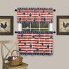 3 Pcs Valance and Tier Curtain Sets Independence Day Patriot Pentagram American Flag Red and Blue Stripes Valances for Windows, Rod Pocket Semi Sheer Valance Curtains for Kitchen Living Room Bathroom view 1