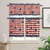 3 Pcs Valance and Tier Curtain Sets Independence Day Patriot Pentagram American Flag Red and Blue Stripes Valances for Windows, Rod Pocket Semi Sheer Valance Curtains for Kitchen Living Room Bathroom view 2