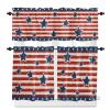 3 Pcs Valance and Tier Curtain Sets Independence Day Patriot Pentagram American Flag Red and Blue Stripes Valances for Windows, Rod Pocket Semi Sheer Valance Curtains for Kitchen Living Room Bathroom view 3