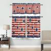 3 Pcs Valance and Tier Curtain Sets Independence Day Patriot Pentagram American Flag Red and Blue Stripes Valances for Windows, Rod Pocket Semi Sheer Valance Curtains for Kitchen Living Room Bathroom view 4