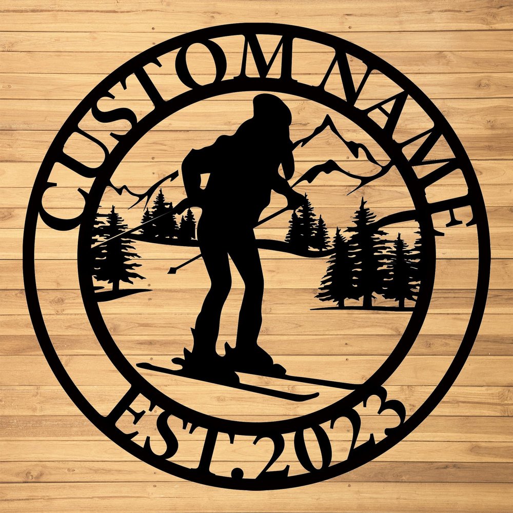 Custom Skiing Metal Wall Signs - Personalized Skiing Metal Wall Art - Skiing Metal Wall Decor - Skier Name Sign - Ski Lover Gift - Skiing Family Name Sign