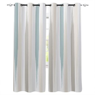 Abstract Blackout Curtains 72 Inches Long for Bedroom Living Room,Thermal Insulated Room Darkening Black Out Window Curtain Panels Grommet Drapes,Beige Teal Geometric Minimalistic Brush Stripes 104x72