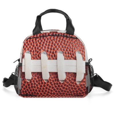 FINOWIN Lunch Bag Reusable Insulated Portable Thermal Waterproof Lunch Box Tote Bag, American Football Laces Print Lunch Bag for Women Men Beach Travel with Adjustable Shoulder Strap
