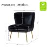 HULALA Home Velvet Accent Chair, Modern Upholstered Cute Side Chair with Gold Metal Legs, Armless Wingback Slipper Chair Comfy Living Room Chair for Bedroom Guest Room Vanity, Black view 2