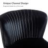 HULALA Home Velvet Accent Chair, Modern Upholstered Cute Side Chair with Gold Metal Legs, Armless Wingback Slipper Chair Comfy Living Room Chair for Bedroom Guest Room Vanity, Black view 3