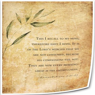 Lamentations 3 21-23 Bible Verse Wall Art Praying Scripture Poster Christian Wall Decorative Pictures Poster Printing Giclee Canvas for Bedroom (20x30inch(50x75cm),Unframed)