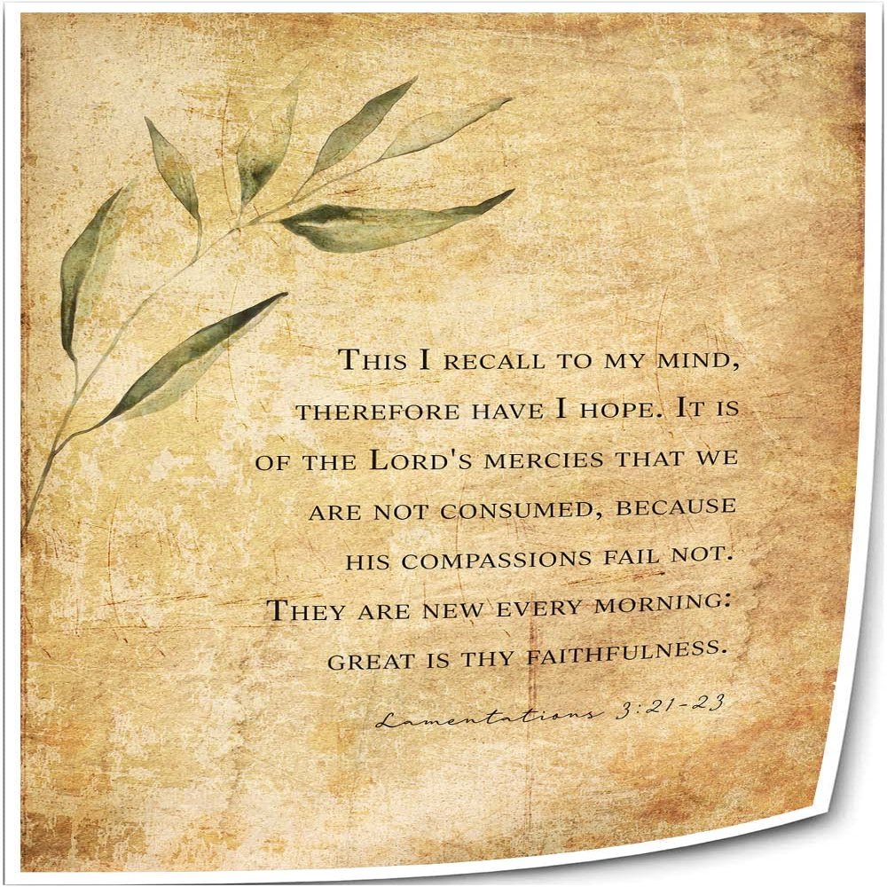 Lamentations 3 21-23 Bible Verse Wall Art Praying Scripture Poster Christian Wall Decorative Pictures Poster Printing Giclee Canvas for Bedroom (20x30inch(50x75cm),Unframed)