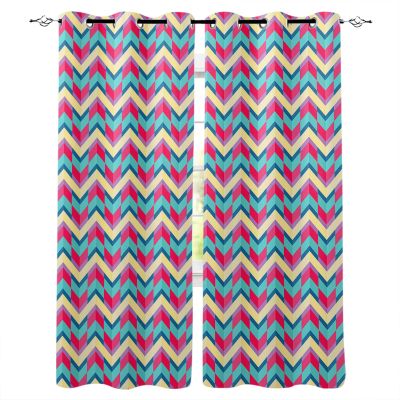 Abstract Geometric Colorful Blackout Curtains 54 Inches Long for Bedroom,Thermal Insulated Room Darkening Black Out Window Curtain Panels Grommet Drapes,Contemporary Minimalist Lines Art 84x54
