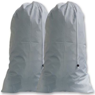 eco2go (2 Pack) Storage Laundry Bags, Silver, Drawstrings Locking Closures