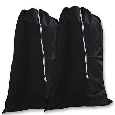 eco2go (2 Pack) Laundry Bags, Black, Drawstrings, Lock Closures