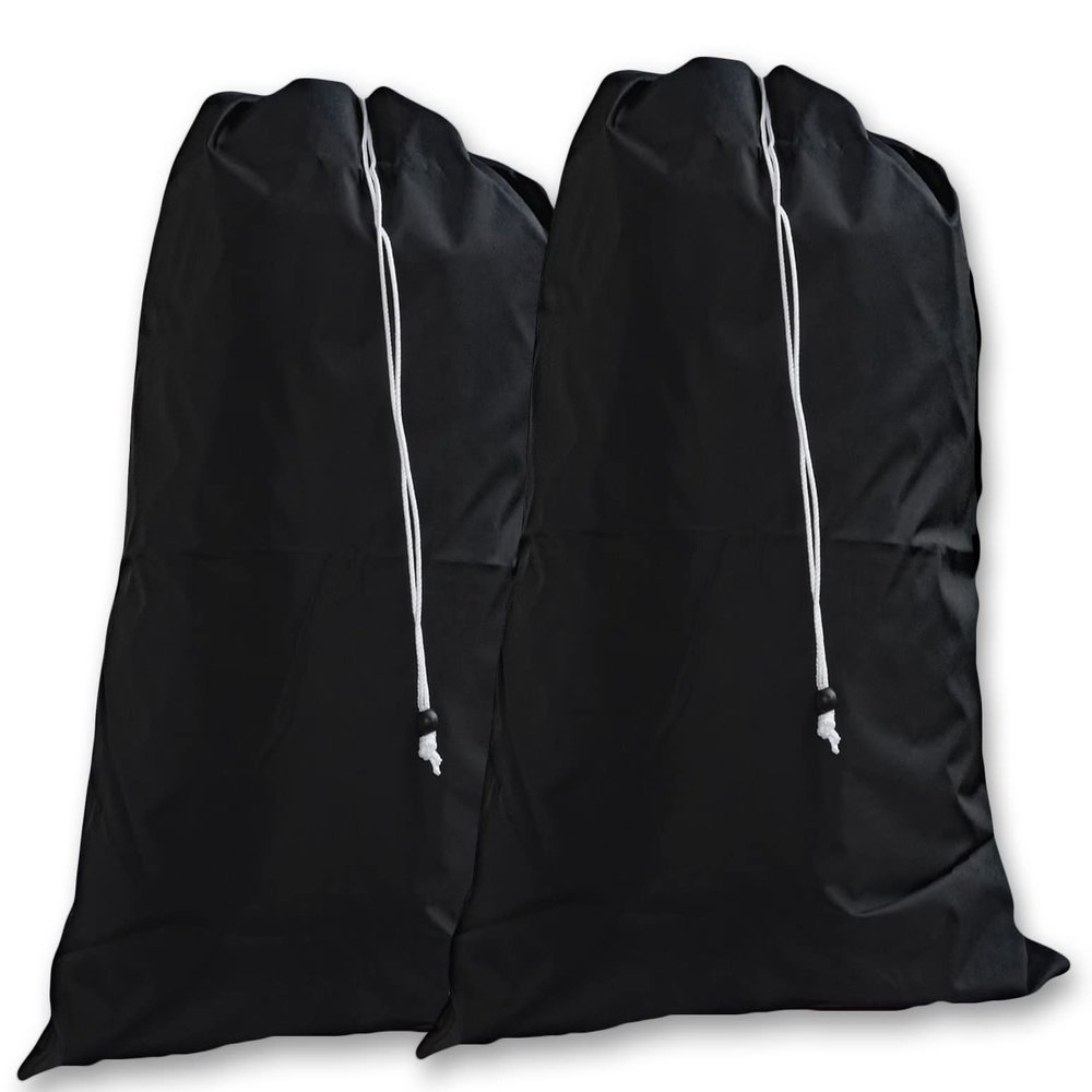 eco2go (2 Pack) Laundry Bags, Black, Drawstrings, Lock Closures