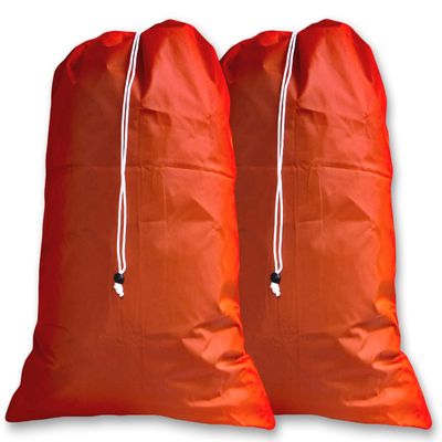 eco2go (2 Pack) Laundry Bags for Apartments, Orange, Drawstrings, Lock Closures