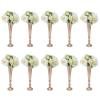 10 Pcs Tabletop Gold Metal Wedding Flower Trumpet Vase, 20.5 inch Table Decorative Centerpiece Artificial Flower Arrangements, Candelabra Candle Holder Stand Set, for Anniversary Ceremony Party view 1