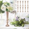 10 Pcs Tabletop Gold Metal Wedding Flower Trumpet Vase, 20.5 inch Table Decorative Centerpiece Artificial Flower Arrangements, Candelabra Candle Holder Stand Set, for Anniversary Ceremony Party view 2