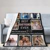 Custom Blanket Memorial Gift with Photo, Personalized Throw Blanket Using My Own Pictures for Christmas Family Mom Dad Dog Sisters Friends Besties Aunts Wife (8 Photos), Best Sisters Ever, W60"xL90" view 1