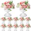 Gerrii 12 Pcs Vases for Centerpieces Metal Compote Vases Urn Planter Trumpet Flower Stand Small Pedestal Flowers for Wedding Table Reception Birthday Anniversary Ceremony Home Decor, 5.91 Inch(White) view 1