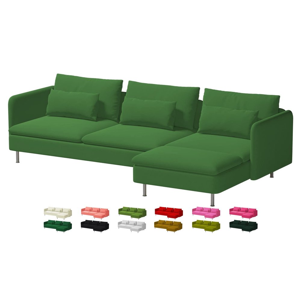 Custom Made Soderhamn Sectional Couch Velvet Replacement Covers Fits IKEA Soderhamn 3 Seat with Chaise Lounge with 2 Armrests Sofa,Soderhamn Sofa Cover,Only Cover. (Emerald Green)