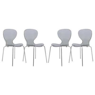Maykoosh Modern Transparent Side Chairs - Set of 4 - Boho Dining Room Accent Furniture
